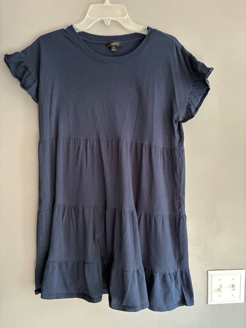 J Crew Navy casual Tiered Cotton Dress  Size Medium